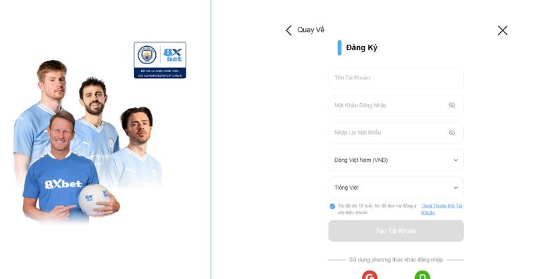 Cung cấp thông tin theo yêu cầu tham gia đăng ký 8xbet